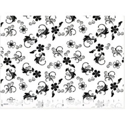 Tela BD-49111-A01 100% algodón, color fondo blanco, flores negras 1.10 mt x 30 cm