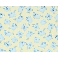 Tela BD-49699-A02 100% algodón, diseño chanchitos turquesa 1.10 mt. ancho x 30 cm