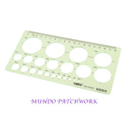 Regla plantilla circulos mide 21 X 10cm, color verde