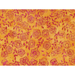 Tela CD-03716-001, Batik, 100% algodón, diseño flores naranja, mide 1.10 mt. ancho x 30 cm