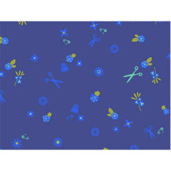 Tela ZD-76226-001 100% algodón, diseño tijeras, color azul rey, 1.10 mt. ancho x 30 cm