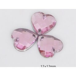 Brillos 010 corazón rosado 20 unid, trae orificios para coser, miden 12x12mm