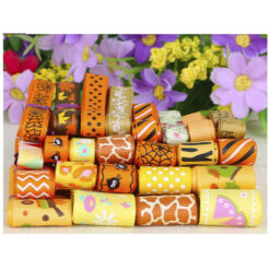 CF 17 Set 12 cintas estampadas mide desde 1cm a 2 cm ancho x 94 cm largo cada una, color amarillo