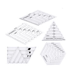 Set de reglas, rombo 45 y  60º, regla 60º, regla hexagono, regla trapezoide