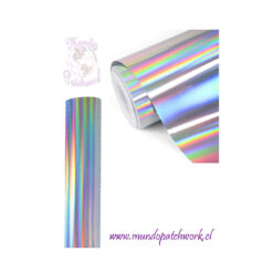 Vinilo HP 01 decorativo adhesivo Holografico arcoiris mide 30 cm ancho por 1 mt.