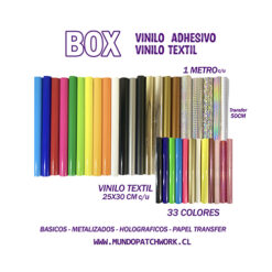 Box  21 vinilos adhesivos + 12 vinilos textiles mas 50 cm papel transfer tape