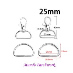 Gancho langosta metalico  mide 25 mm x 40 mm,  2unid + 2 argollas metálicas