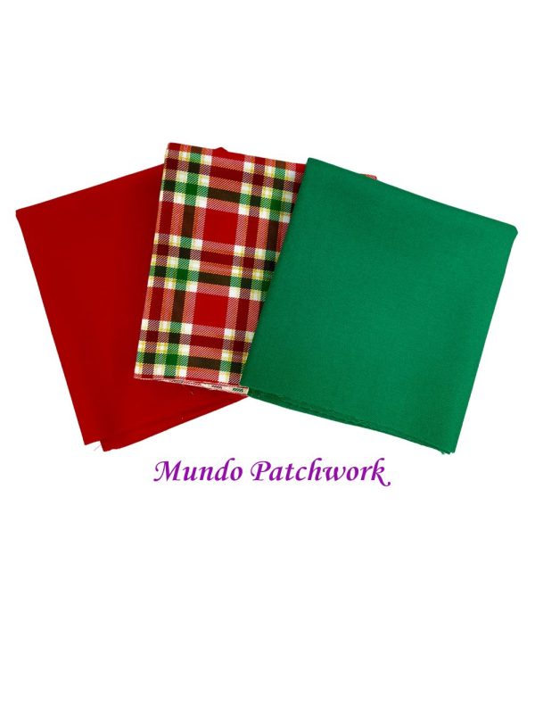 Tela Nº 103202 - 100% algodón Compose Navideño  x 3 diseños, cada uno mide 1,10mt x 30cm