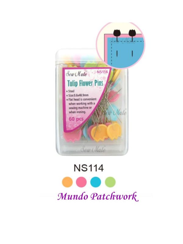 Alfileres NS 114 cabeza plana figura tulipán mide (0,6 x 48,9mm) x 60 unid.