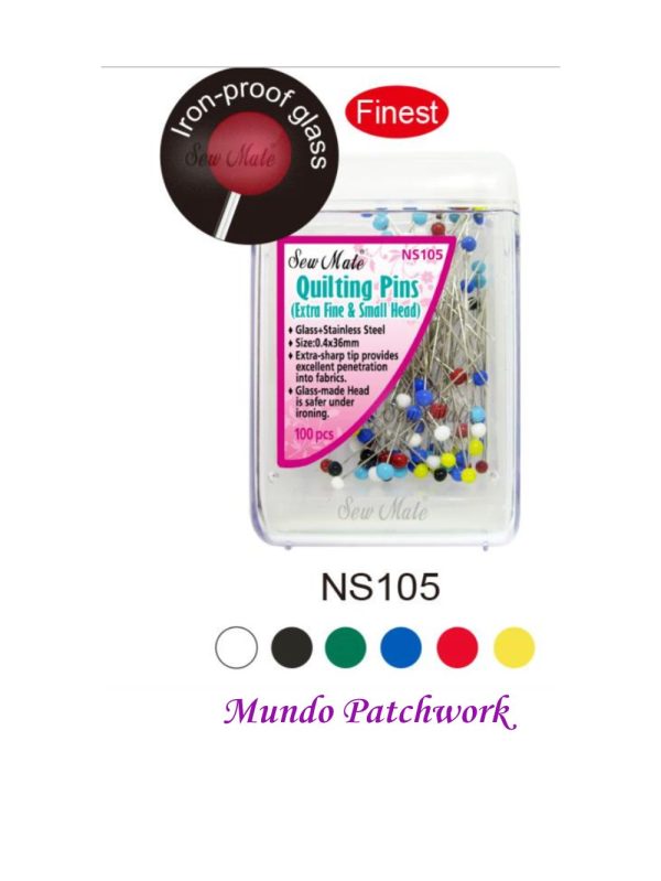 Alfileres NS 105 para acolchar (extrafinos), vidrio resistente al calor, miden 0,4 x 36mm x 100 unid - Imagen 2