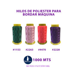 Hilos de bordar marca SAMURAI de 1000 mt de poliester x unidad, alta resistencia