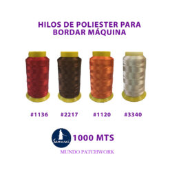 Hilos de bordar marca SAMURAI de 1000 mt de poliester x unidad, alta resistencia