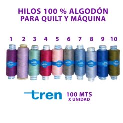 Grupo 2 - Hilo 100% algodón marca Tren para quilt y máquina 100 mt x unidad