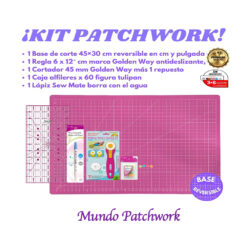 Kit 010 de Patchwork Inicial Base 45x30 reversible cm y pulg + regla 6x12"+corta