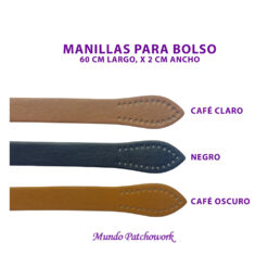 Manillas para bolso mide 60 cm largo, x 2 cm ancho, (2 unidades)