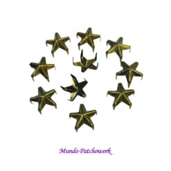 Tachas forma estrella latón antiguo, mide 16mm x 30 unid