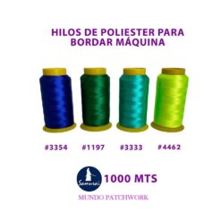 Hilos de bordar marca SAMURAI de 1000 mt de poliester x unidad, alta resistencia