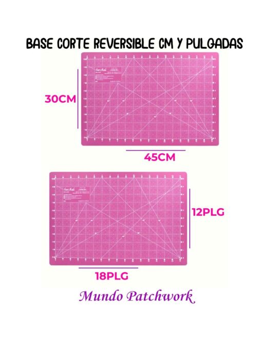 Base de Corte reversible 45x60cm y 24x18 pulgadas, color rosada