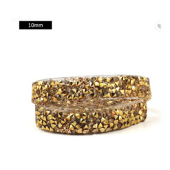 Cinta 41 con brillos dorado  mide 10mm ancho x 91cm de largo