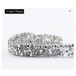 Cinta 43 con brillos plateado  mide 10mm ancho x 91cm de largo