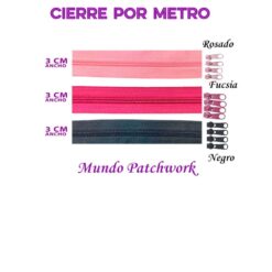 Cierre por metro con 4 carros mide 3 cm ancho