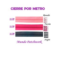 Cierre por metro con 4 carros mide 3 cm ancho