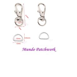 Mini Gancho metálico mide 31,5 mm x 12mm x 2 unid + 2 argollas