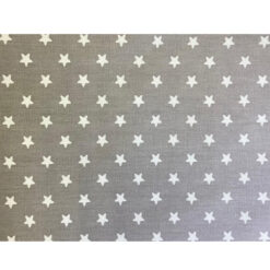 100% algodón, diseño estrellas, fondo gris