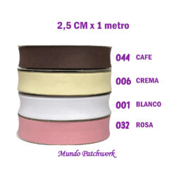 Sesgo 102 poliester mide 2,5 cm x metro