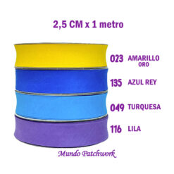 Sesgo 104 poliester mide 2,5 cm x metro
