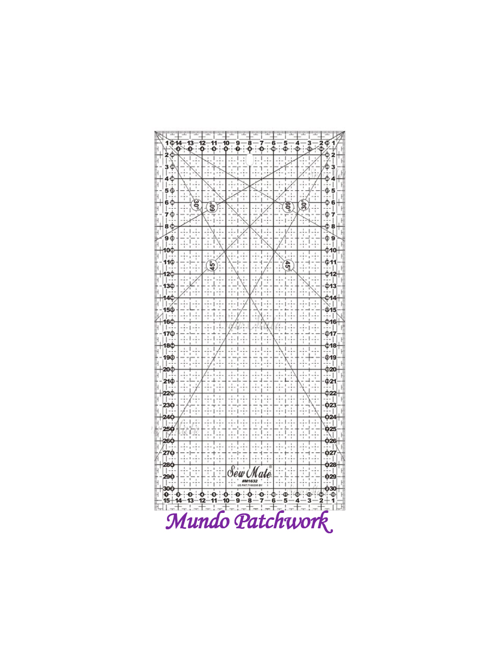 Regla Patchwork rectangular marca Sew Mate mide 16×32 cm – MundoPatchwork