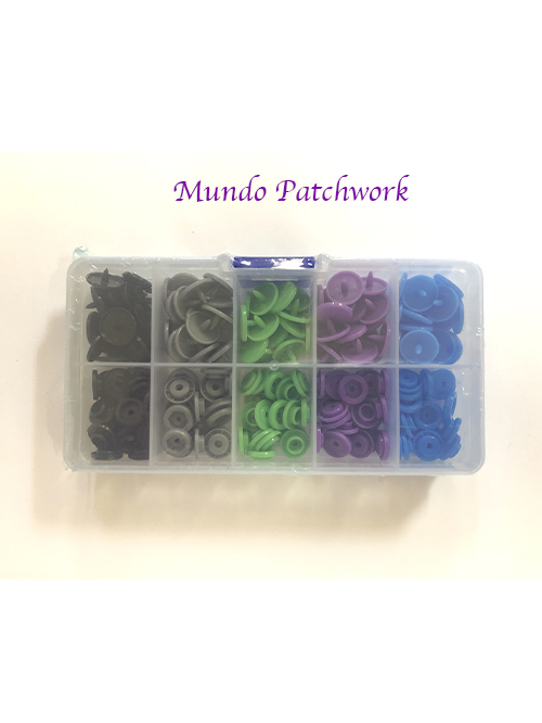 Set 061 – 50 Snaps plásticos 5 colores diferentes, 10 por color miden 10 mm  – MundoPatchwork