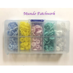 Set 060 - 100 Snaps plásticos 5  colores diferentes, 10 por color miden 10 mm