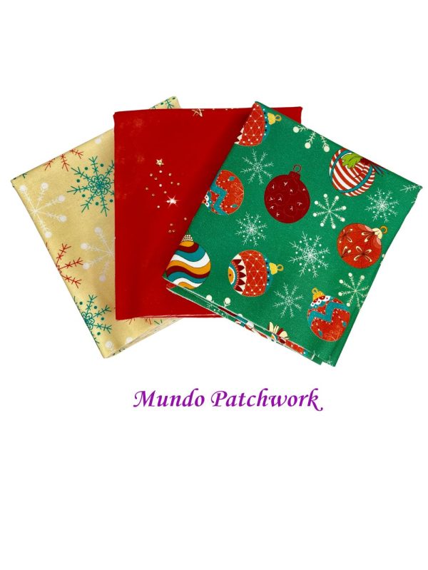 Tela Nº 9256 , 100% algodón Compose Navideño, x 3 diseños, cada uno mide 1,10mt