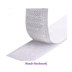 Velcro con adhesivo de 25mm ancho x 1 metro, color blanco