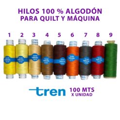 Grupo 3- Hilo 100% algodón marca Tren para quilt y máquina 100 mt x unidad
