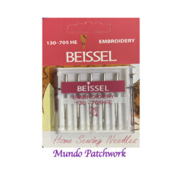 Agujas marca Beissel HE 90/14 punta bola, para Bordadoras caseras x 5 unidades