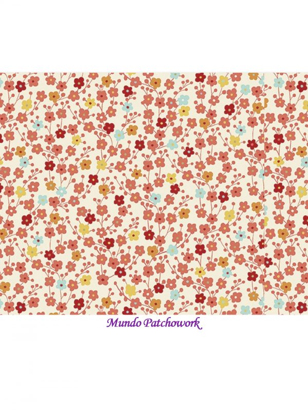 Tela ZD-77095-002, 100% algodón, diseño flores  mide 1.10 mt. ancho x 30 cm