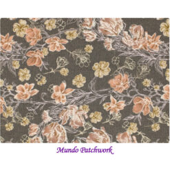 100% algodón, color fondo café, diseño flores