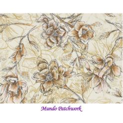 100% algodón, color fondo beige, diseño flores