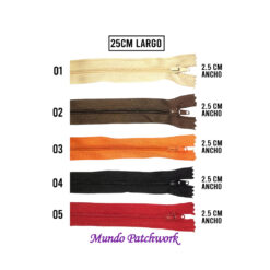 Cierres de nylon mide 25cm largo x 2,5 cm ancho