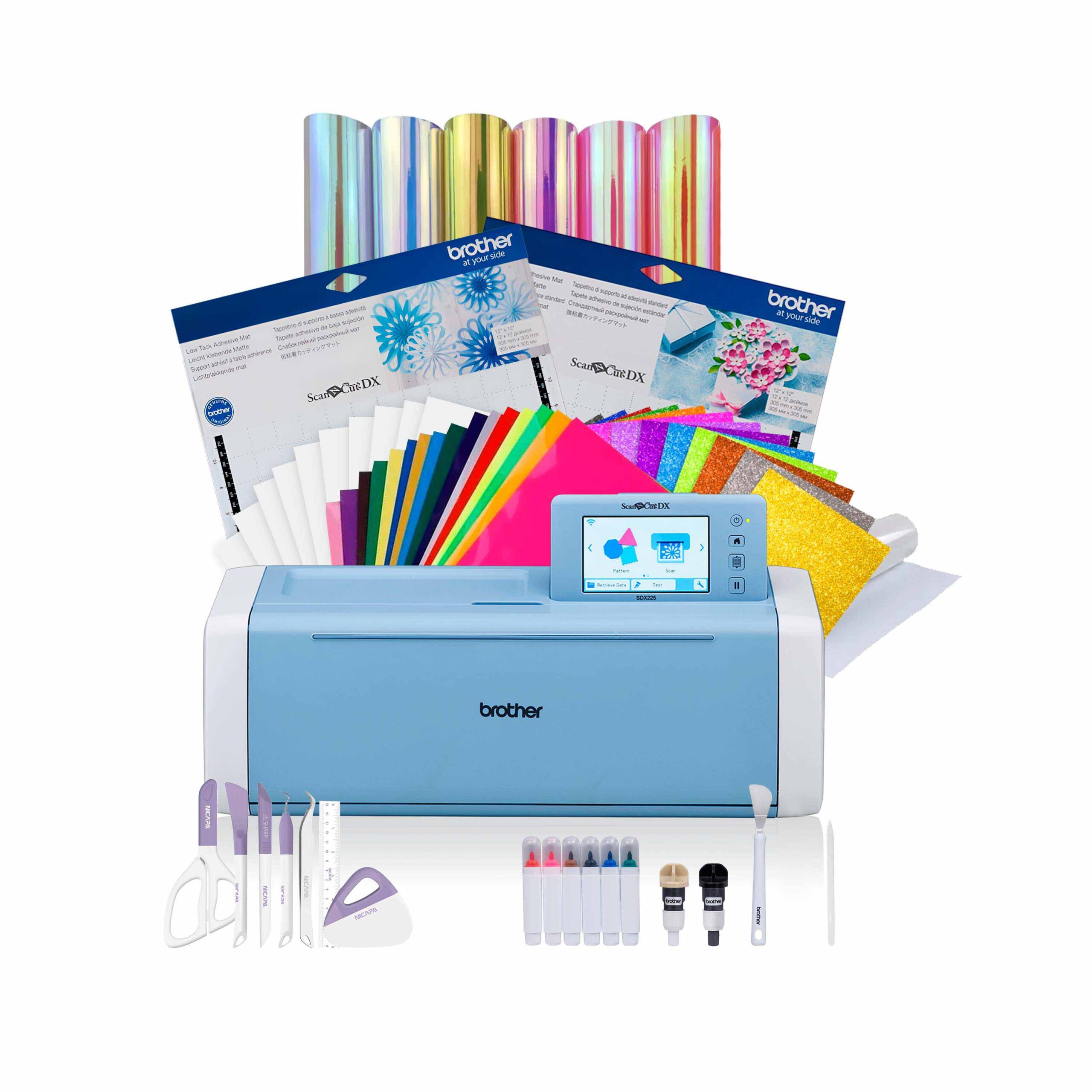 Kit SC106402 ScanNCut SDX225 Brother+ 6 vinilos decorativos Arcoiris + Juego Nicapa + Regalo Vinilos