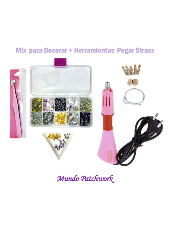 Kit CT202789 para intervenir ropa, bolso, etc.+ Maquina para pegar cristales
