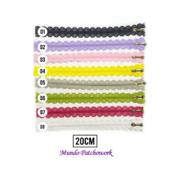 Cierres de encaje colores mide 20cm, de plástico y tirador metálico vintage