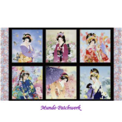 100% algodón, paneles 6 cuadros Geisha