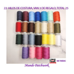 Kit Hilos de coser marca CEBRA de 400 yardas de polyester, lleva 22 hilos y te regalamos 3