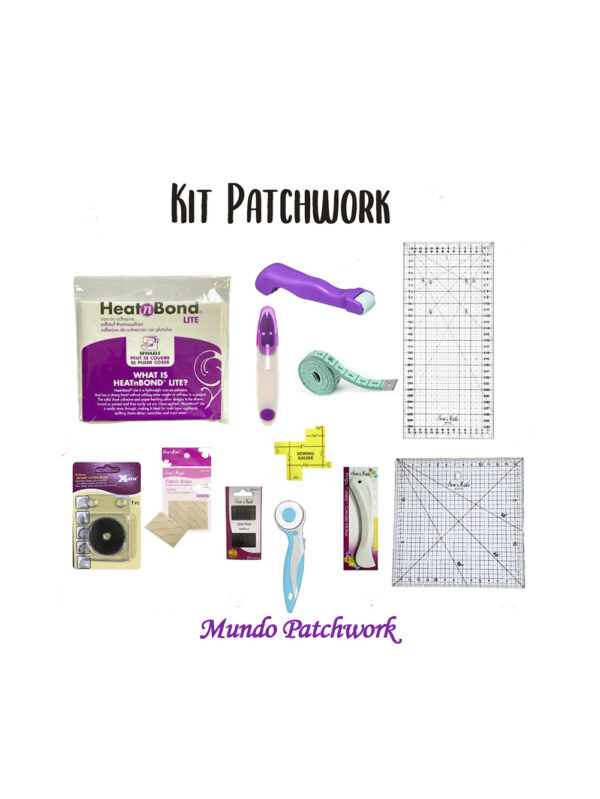 KIT 2077 Patchwork, contiene cortador 45mm, reglas, aguja, rueda, corta hilacha,