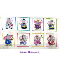 100% algodón, diseño cuadros elefantes