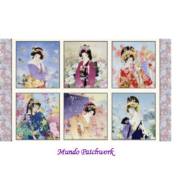 100% algodón, paneles, 6 cuadros Geisha