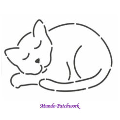Stencil EL72 diseño gatito dormilón,  mide 7 x 13 cm